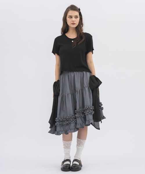 idem サイドリボンボリュームスカート スカート asymmetry frill 2way ribbon skirt / 「リボン取外し可能