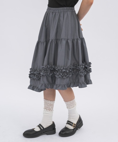スカート asymmetry frill 2way ribbon skirt / 「リボン取外し可能