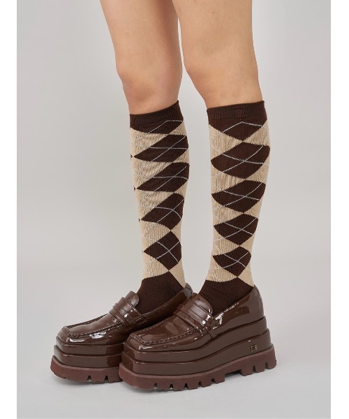 Darich（ダーリッチ） 靴下 アーガイルニーハイソックス レディース