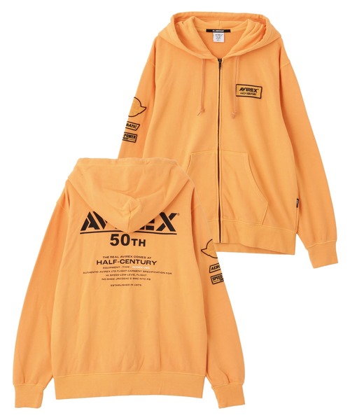 お値下げしました！ AVIREX 50th テディベア 非売品 AVIREX パーカー 「50th Anniversary」FADE WASH ZIP UP PARKA