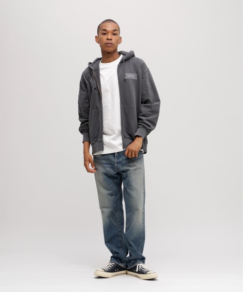 ネイビー　ジップフーディー　フェード AVIREX パーカー 「50th Anniversary」FADE WASH ZIP UP PARKA