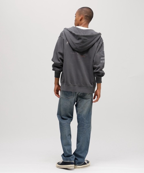 ネイビー　ジップフーディー　フェード AVIREX パーカー 「50th Anniversary」FADE WASH ZIP UP PARKA