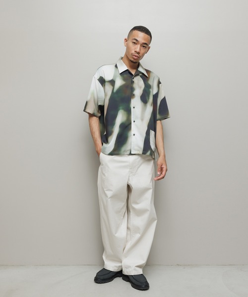 【希少】BAL バル 刺繍 ミリタリーシャツ リップストップ カモフラ 切替 L bal（バル） シャツ BLUR PATTERN SS SHIRT メンズ レディース