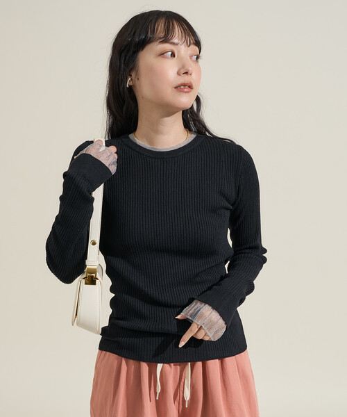 シアー ルーズ ニット ―ウォッシャブル― FREAK'S STORE ニット セーター ウォッシャブル 配色 レイヤード