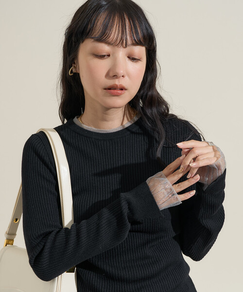 未使用 極美品 シアーニットトップ タグ付き 25SS 黒 36 今季　現行 FREAK'S STORE（フリークスストア） ニット セーター 「新色追加