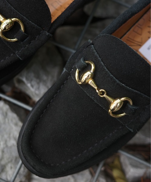 MANEBU ビットローファー スエード ブラック 42 MANEBU マネブ BITCH SUEDE BLACK ローファー ブラック