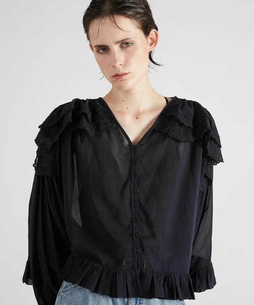 【未使用】crinkle crinkle crinkleトップス crinkle ブラウス シャツ 「crinkle crinkle」scallop frill