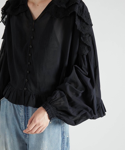 crinkle ブラウス シャツ 「crinkle crinkle」scallop frill