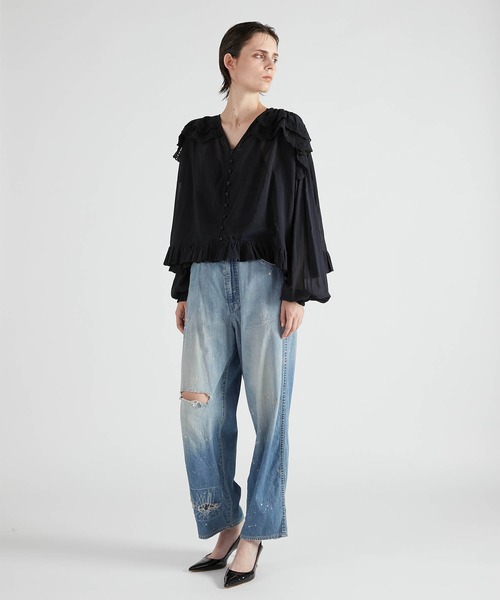 crinkle ブラウス シャツ 「crinkle crinkle」scallop frill