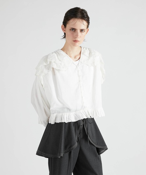 crinkle crinkle crinkle フリル　カラー　シャツ　ブラウス crinkle ブラウス シャツ 「crinkle crinkle」scallop frill