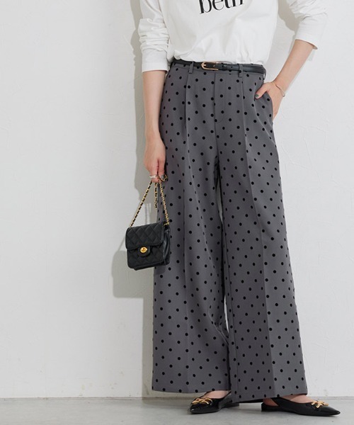 Pierrot（ピエロ） パンツ フロッキードットワイドパンツ レディース