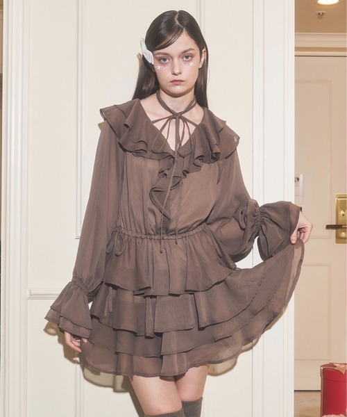 Lovilyn ワンピース ラッフルフリルチョーカーワンピース : ZOZOTOWN