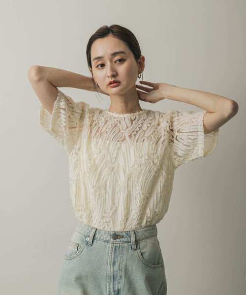 「SENSE OF PLACE by URBAN RESEARCH」 半袖ブラウス ONE ベージュ レディース_画像3