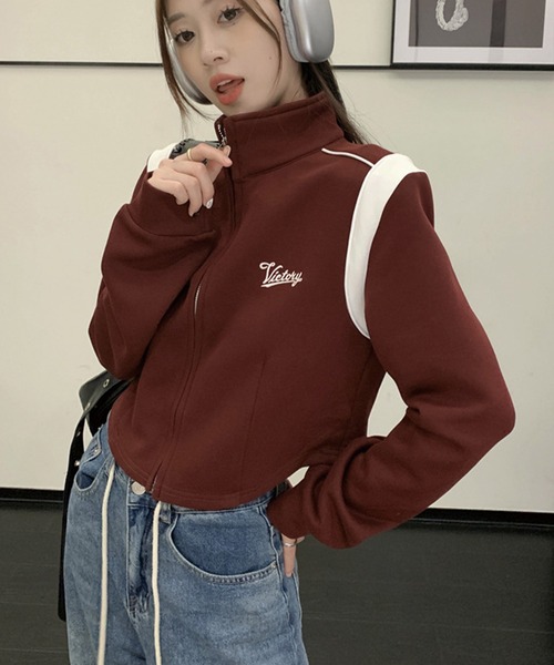 yumi様　ダブルスタンダード　配色ラインショートジャージブルゾン セーラーカラーフロントZIPジャージ– A AM STUDIO