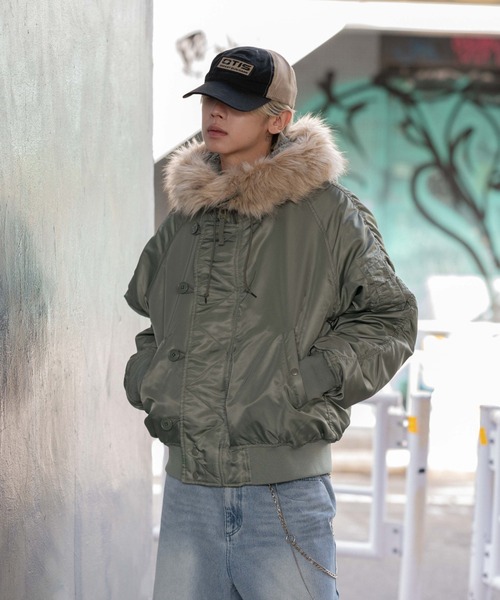 HOUSTON N-2B 短丈　ワッペン　ファー　カーキ　ボア　メンズ　XS HOUSTON N 2B 短丈 ワッペン ファ カ キ ボア メンズ XS (HOUSTON