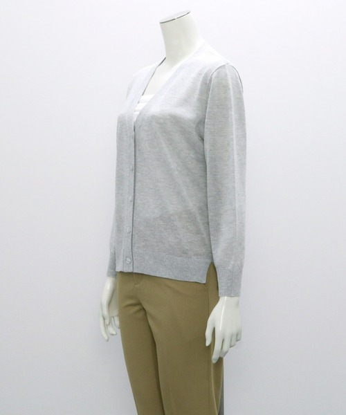 「TOKYO SHIRTS」 ニットカーディガン L ライトカーキ レディース_画像8