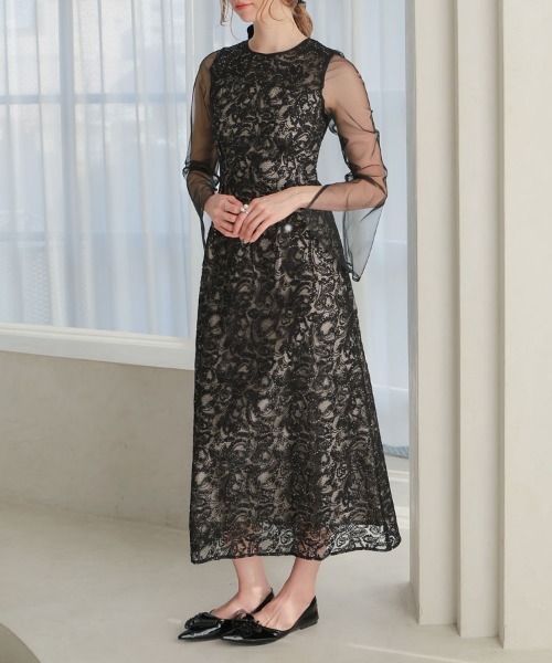 DONOBAN（ドノバン） ドレス 「ANDRESD」leaf embroidery back design