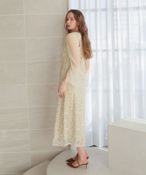 DONOBAN（ドノバン） ドレス 「ANDRESD」leaf embroidery back design