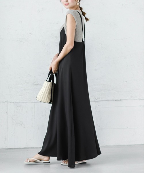 「La-gemme」 キャミソールワンピース C ブラック レディース_画像2