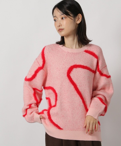 LAKOLE（ラコレ） ニット セーター シャギーラインジャガードニット