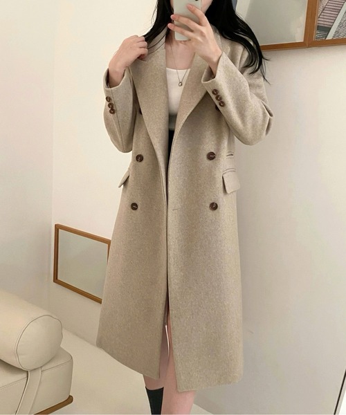 コート チェスターコート ウールタッチダブルボタンコート レディース