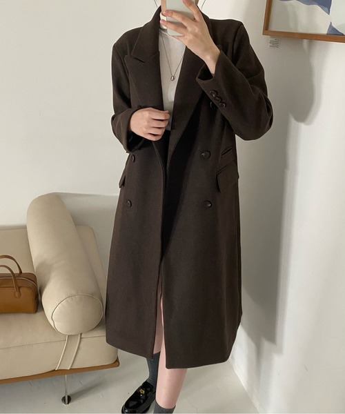 コート チェスターコート ウールタッチダブルボタンコート レディース