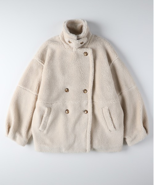 ROYTON♡ジャケット セール】オーバーサイズ 裏ボアメルトン2WAYショートジャケット/ベルト