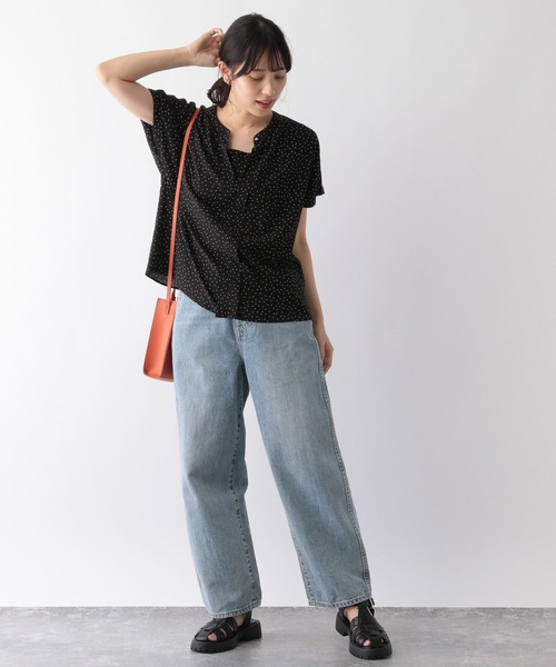 「GLOBAL WORK」 半袖ブラウス LARGE サックスブルー レディース_画像9