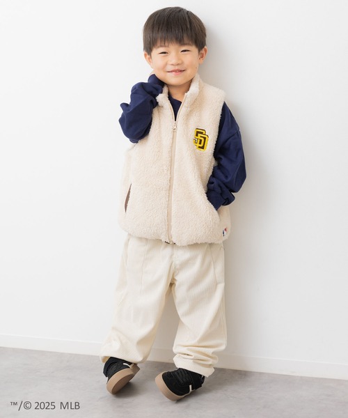 MLB ベスト 「MLB」刺繍ロゴ ボアベスト キッズ 子供服 男の子 女の子