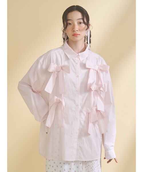 トップス merry jenny bon bon ribbon shirt pink merry jenny（メリージェニー） ブラウス シャツ bon bon ribbon shirt