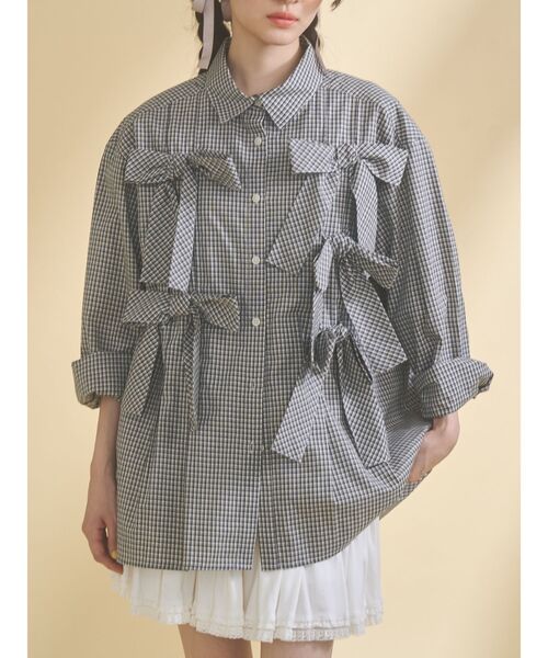 merry jennyシャツブラウスbon bon ribbon shirt merry jenny（メリージェニー） ブラウス シャツ bon bon ribbon shirt