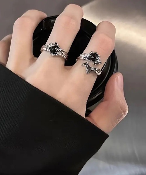 MASHIRO 指輪 リング Y2Kブラックニュアンスペアリング(MA/EK473