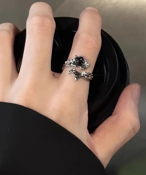 MASHIRO 指輪 リング Y2Kブラックニュアンスペアリング(MA/EK473