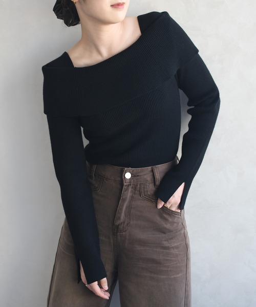 Machatt オフショルリブニット 大人気のオフショルダーリブニットのご紹介です！ 1枚で華やかさと