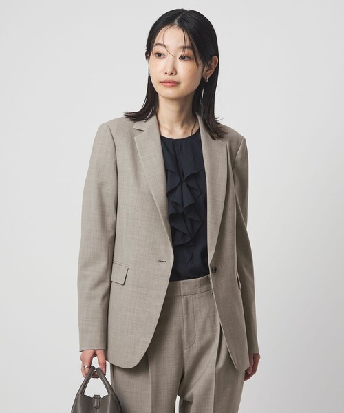 ジャケット テーラードジャケット 「size SHORTあり」カチリラ シングル テーラード ジャケット ウォッシャブル ストレッチ レディースの画像