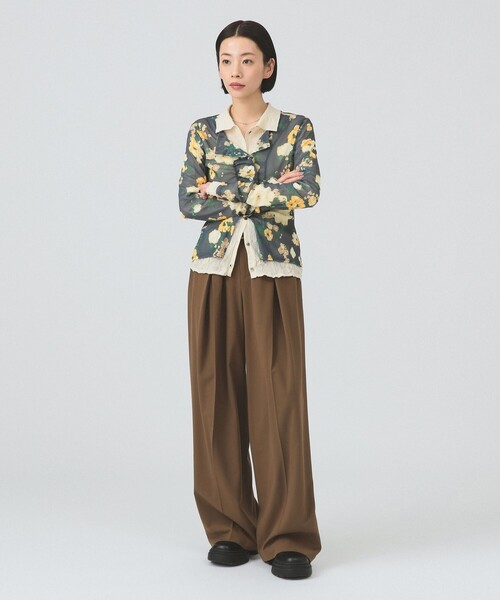 Ray BEAMS シアー フラワープリント カーディガン Ray BEAMS（レイ ビームス） カーディガン シアー フラワープリント