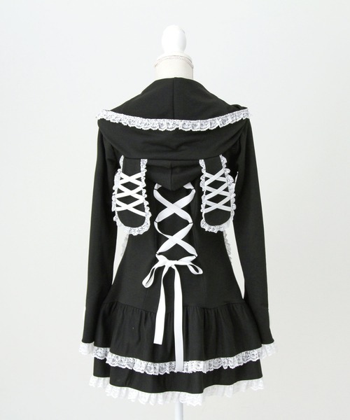 DearMyLove ワンピース 姫系うさ耳レースフリルハートポケットパーカー