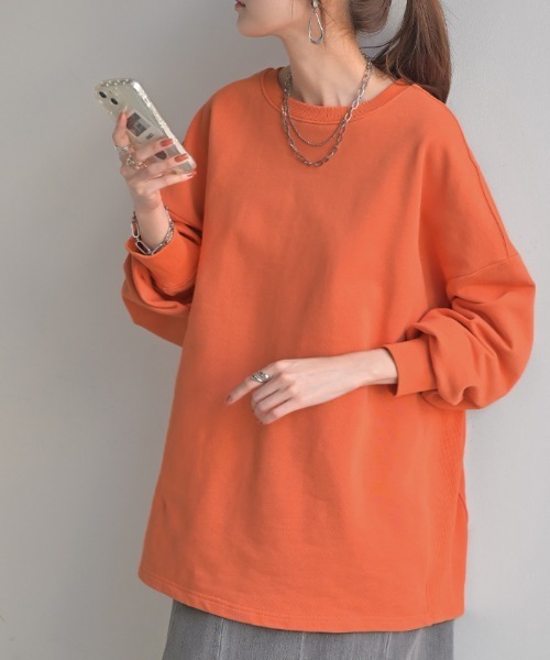 「HUG.U」 スウェットカットソー FREE オレンジ レディース_画像8