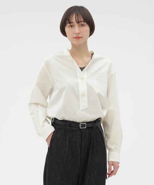 新同　マーガレットハウエル ☆半袖コットンブラウス　size1 MHL.（エムエイチエル） ブラウス シャツ TINY GINGHAM COTTON