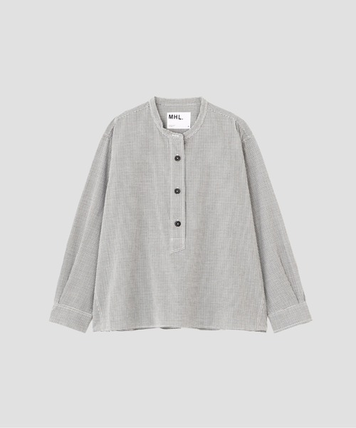 22SS MHL. マイクロチェックカラーレスシャツ 1 プルオーバーブラウス 22SS MHL TINY GINGHAM COTTON マーガレットハウエル マイクロチェック