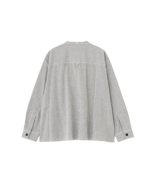 22SS MHL. マイクロチェックカラーレスシャツ 1 プルオーバーブラウス 22SS MHL TINY GINGHAM COTTON マーガレットハウエル マイクロチェック
