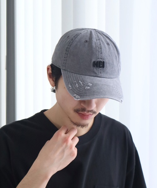  Man i DO ME キャップ グレー MEI（メイ） キャップ 帽子 メンズ MEI PIGMENT WASH ＆ DAMAGE CAP