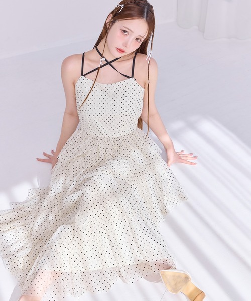 「one after another NICE CLAUP」 キャミソールワンピース FREE グレー レディースの画像