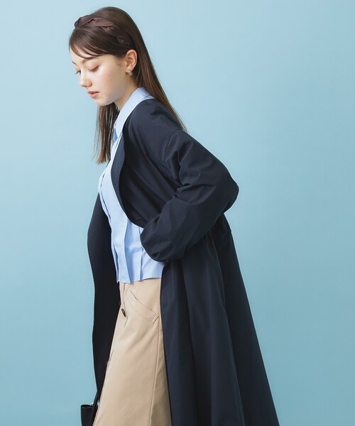 〜3/18 IENAスピック＆スパン未使用新品タグ付きノーカラーロングコート セール】ラムウールノーカラーロングコート◇（ノーカラーコート