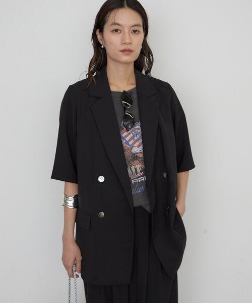 コート アウター ハーフスリーブジャケット レディースの画像