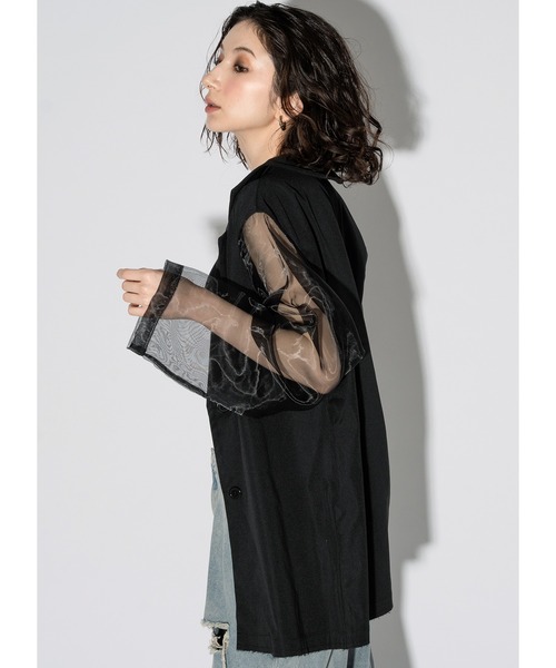 「Adoon plain」 テーラードジャケット FREE グレー レディース_画像2