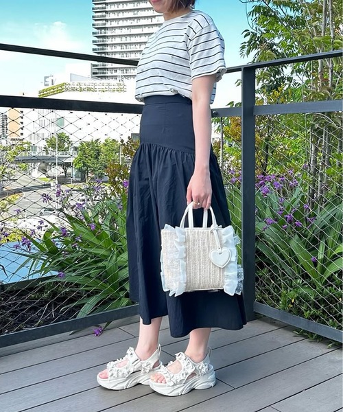 diana（プラスダイアナ） 厚底 サンダル ニットプチリボン付き