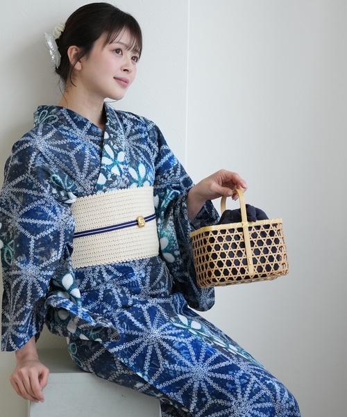 utatane 浴衣 有松絞り浴衣3点セット 藍花麻 レディース : ZOZOTOWN