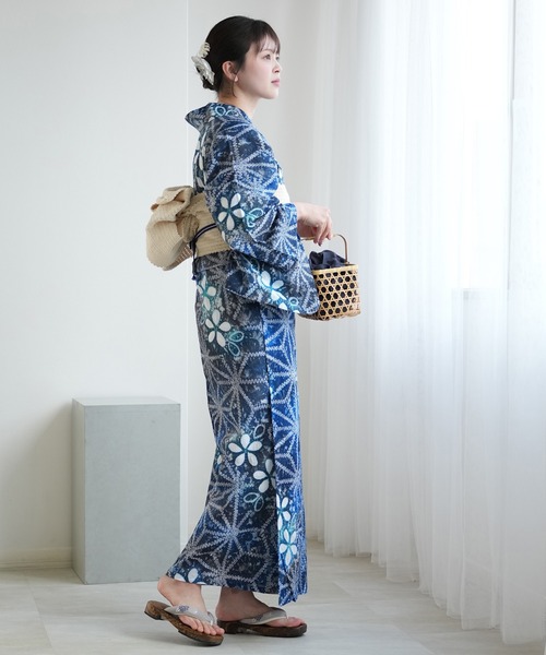 utatane 浴衣 有松絞り浴衣3点セット 藍花麻 レディース : ZOZOTOWN
