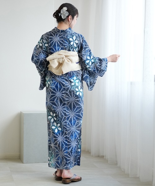 utatane 浴衣 有松絞り浴衣3点セット 藍花麻 レディース : ZOZOTOWN